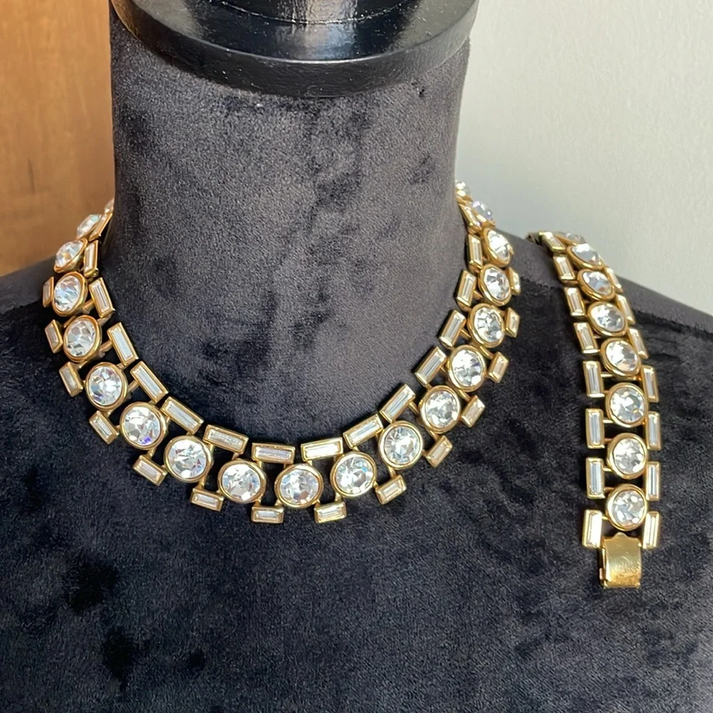 NAPIER Runway Necklace & matching bracelet goldplated Hollywood Collection rare - Picture 3 of 9